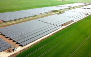 Solarpark in Bliesdorf aus der Vogelperspektive
